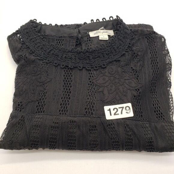 Ultra Pink Blouse Women Large Black Lace Sheer Fairy Faerie long sleeve Goth - Picture 10 of 10